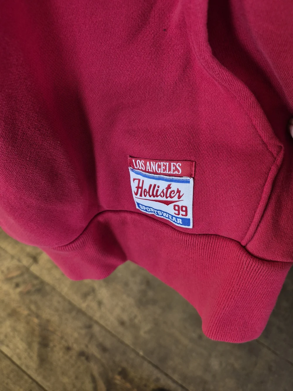 Hollister Men’s Hot Pink Hooded Sweatshirt with White Drawstrings Bin 53